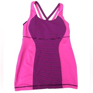 Lululemon Energy Tank Size 6 Hyper Stripe Raspberry Glo Light/Raspberry Glow 💗